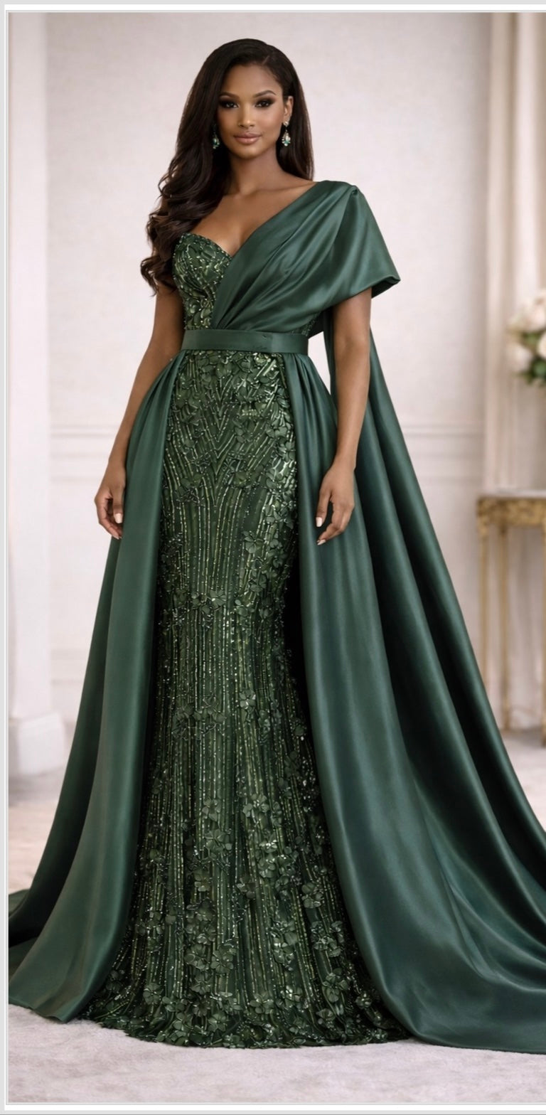 Emerald Luxe Convertible Mermaid Gown