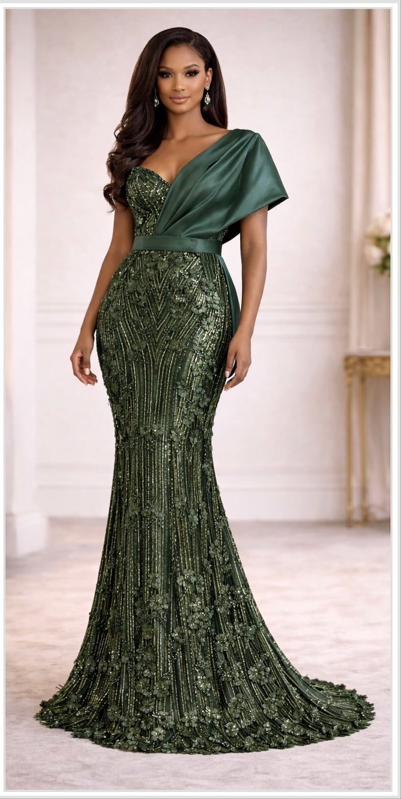 Emerald Luxe Convertible Mermaid Gown