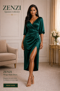 Wrap silk midi dress
