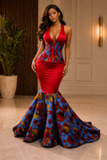 Scarlet Ankara Corset Mermaid Gown