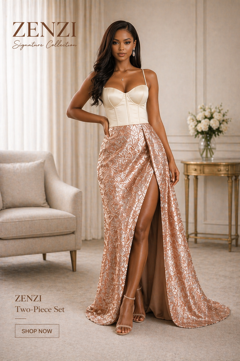 Two piece corset and wrap skirt