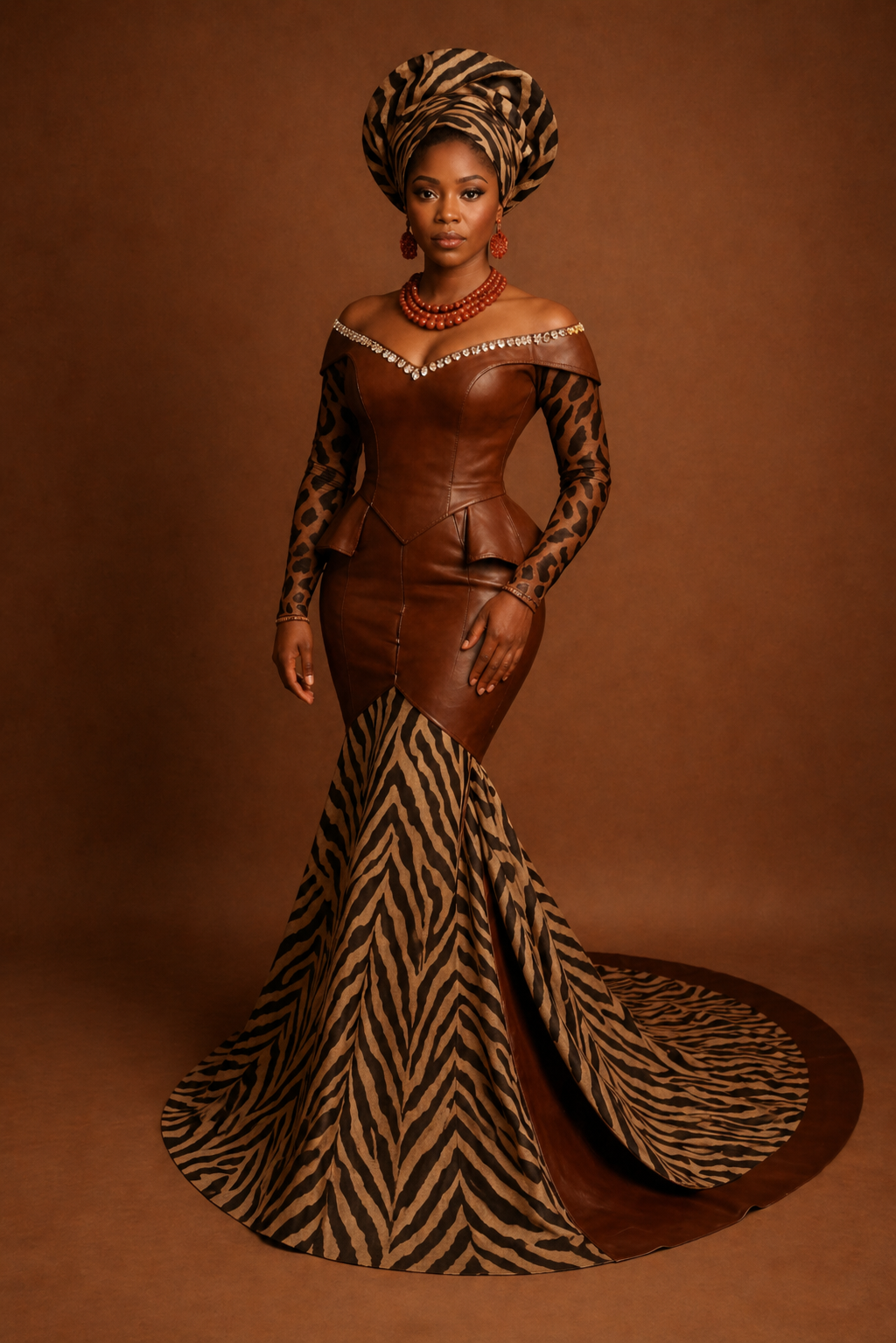 Zenzi Luxe Zebra Corset Gown