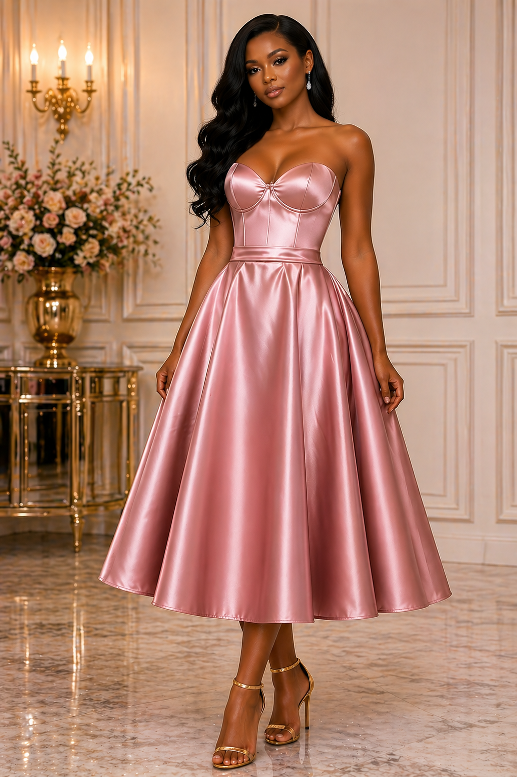 Satin midi dress