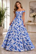Brocade off-shoulder ball gown
