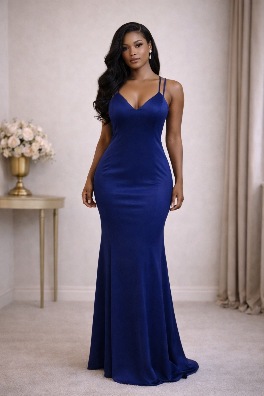 Midnight Blue Embellished Mermaid Gown