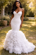 Ruffle Hem Mermaid Bridal Gown